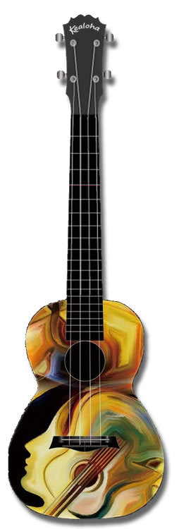 Kealoha "Hear The Music" Design Concert Ukulele with Black ABS Resin Body