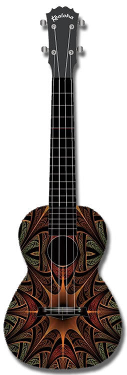 Kealoha "Jungle Mask" Design Concert Ukulele with Black ABS Resin Body