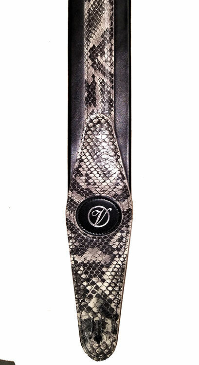 Vorson Black & Snake Skin Pattern Padded Leather Guitar Strap