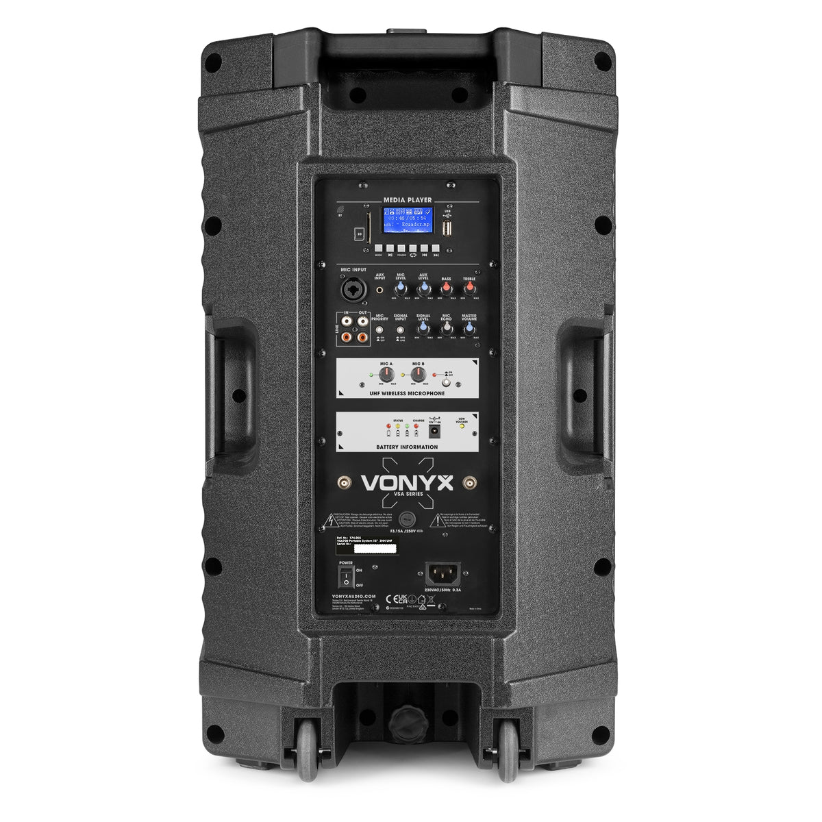 Vonyx VSA500-BP 12″ Portable PA Speaker with Wireless Mics
