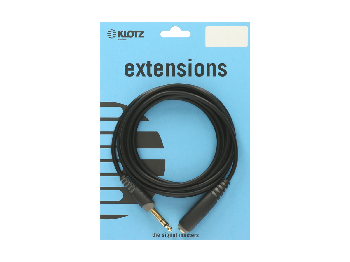 Klotz Extension Cable black 3m Jack 3p - Socket 3p