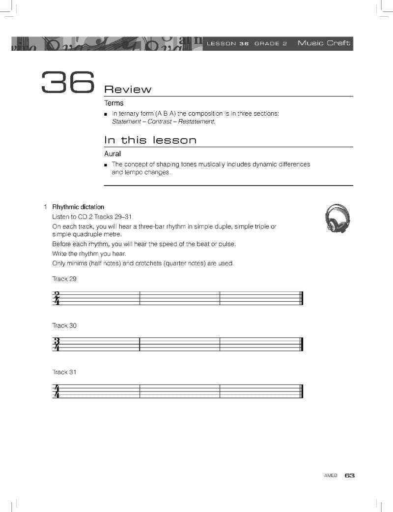 AMEB Music Craft Student Workbook Gr 2 Book B Bk/2Cds