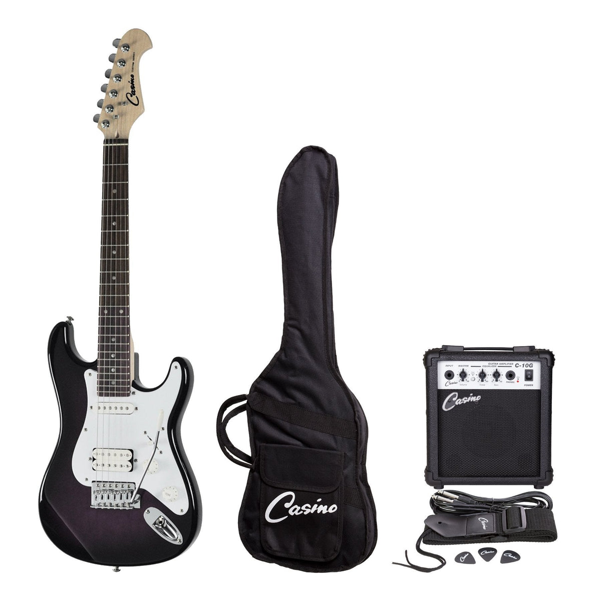 Casino ST-Style 3/4 Size Electric Guitar and 10 Watt Amplifier Pack (Purpleburst)