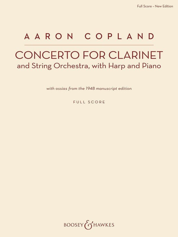 Copland - Concerto for Clarinet Full Score