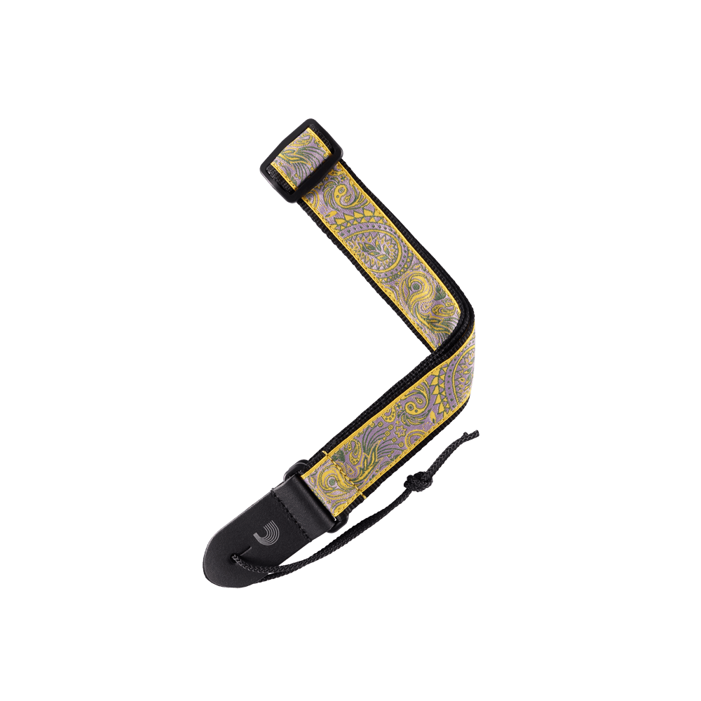 D'Addario Jacquard Ukulele Straps, Paisley Yellow/Purple