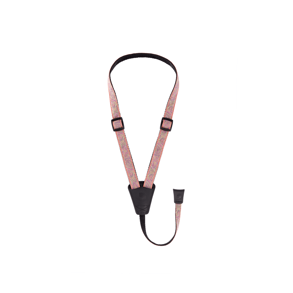 D'Addario Cradle Ukulele Straps, Paisley Pink/Green