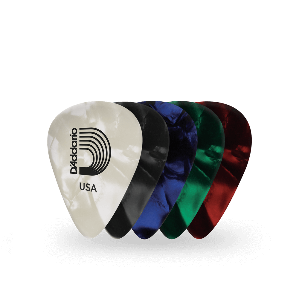 D'Addario Assorted Pearl Celluloid Guitar Picks, 100 pack, Extra Heavy