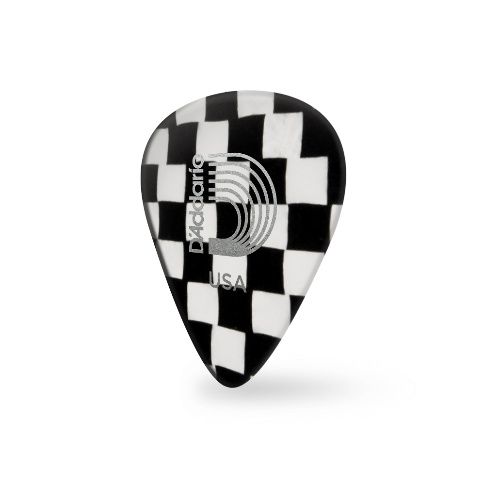 D'Addario Checkerboard Celluloid Guitar Picks 10 pack, Medium