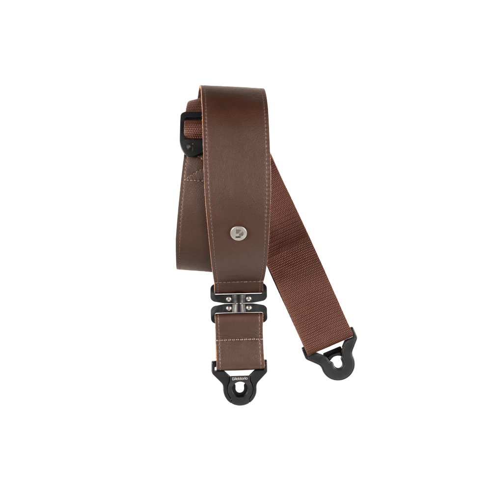 D'Addario Comfort Brown Leather Auto Lock Swivel Strap