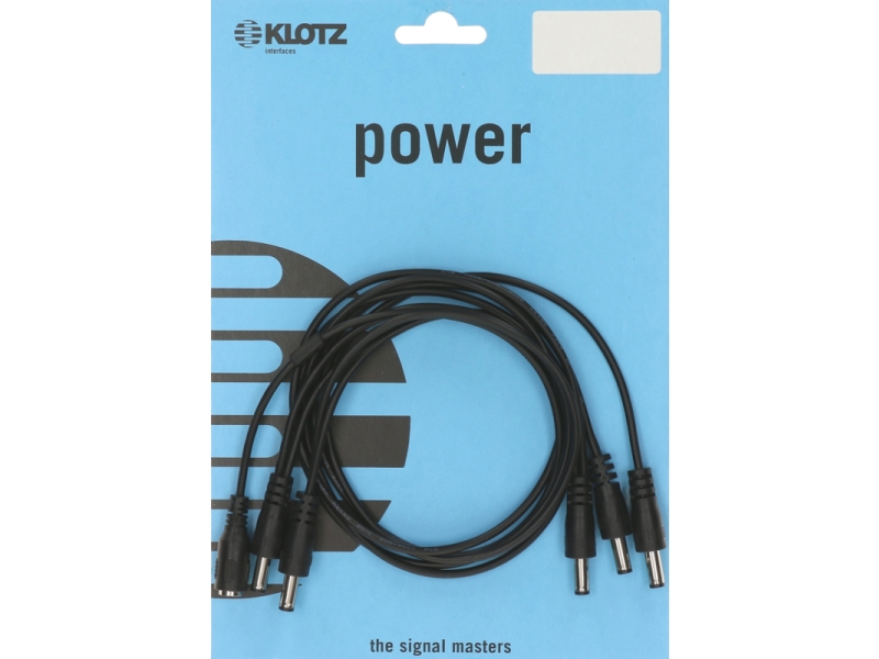 Klotz DC daisy chain 1 in 5 out. 23AWG, black, 3mm OD, L=2,5m