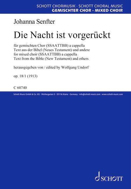 Die Nacht Ist Vorgeruckt Op 18/1 SATB Divis A Cappella