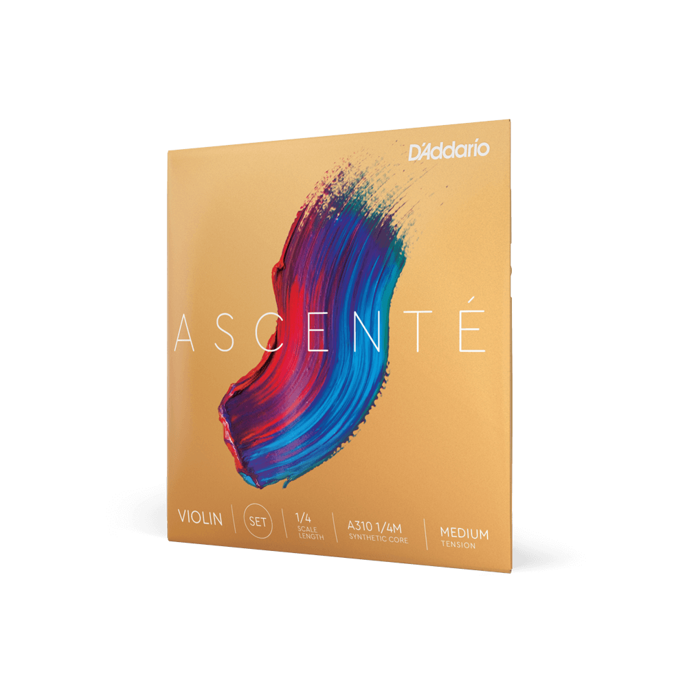 D'Addario Ascenté Violin String Set, 1/4 Scale, Medium Tension