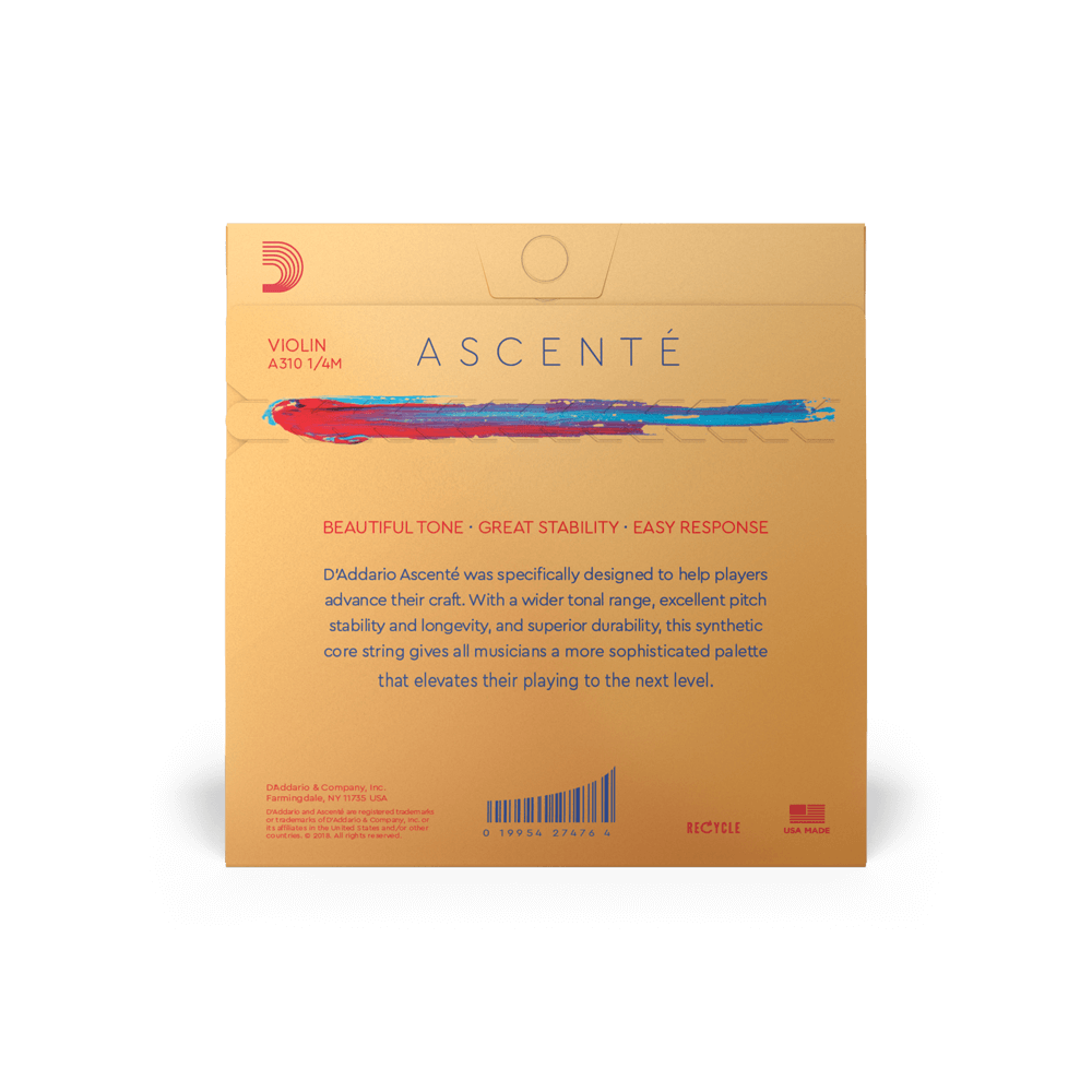 D'Addario Ascenté Violin G String, 1/4 Scale, Medium Tension
