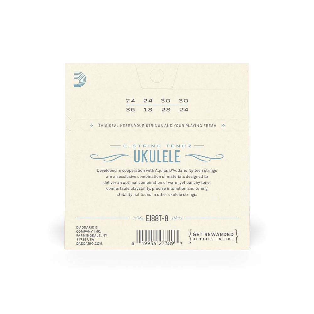 D'Addario EJ88T-8 Nyltech Ukulele Strings, 8-String Tenor
