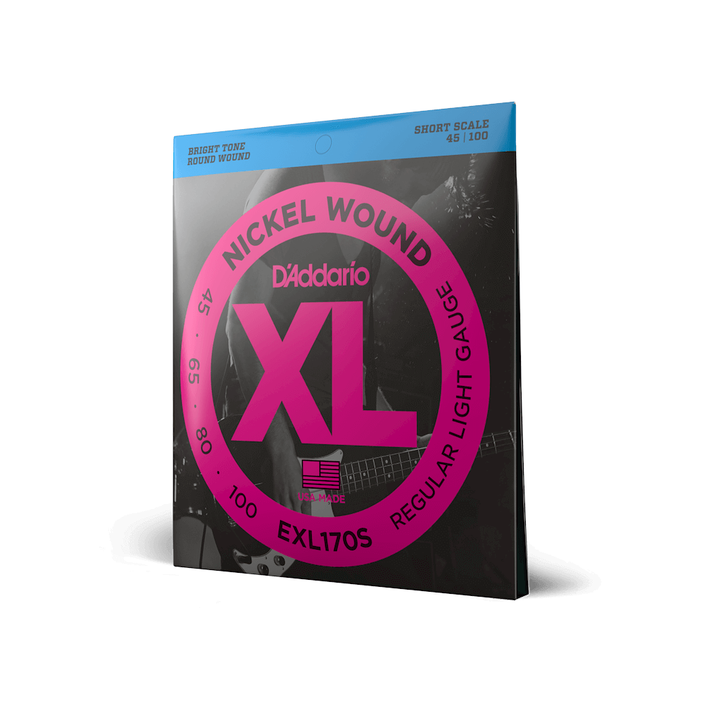 D'Addario EXL170S Nickel Wound Bass Guitar Strings, Light, 45-100, Short Scale