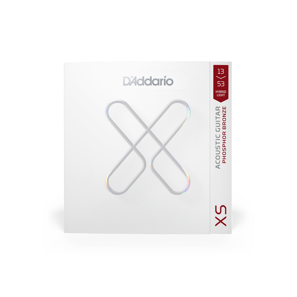 D'Addario XSAPB1353 XS Phosphor Bronze Acoustic Guitar Strings, Hybrid Light, 13-53