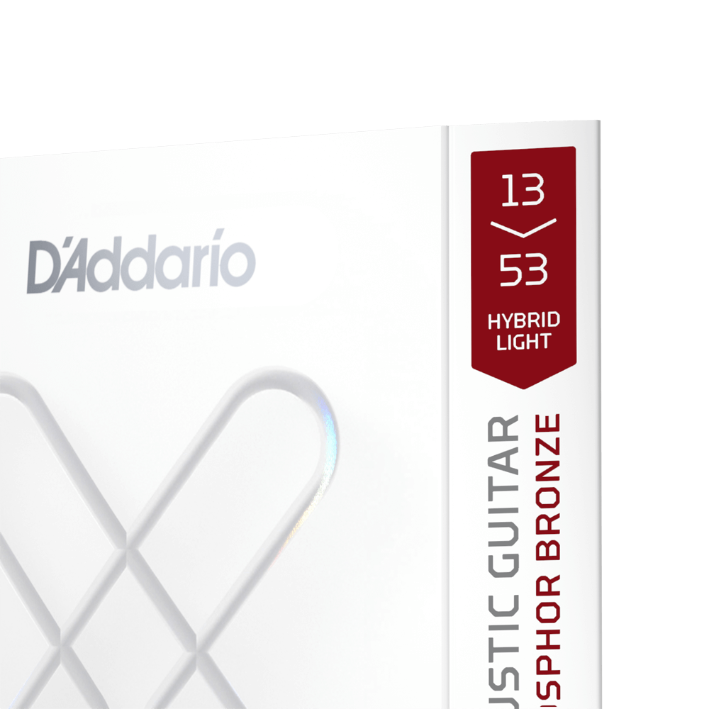 D'Addario XSAPB1353 XS Phosphor Bronze Acoustic Guitar Strings, Hybrid Light, 13-53