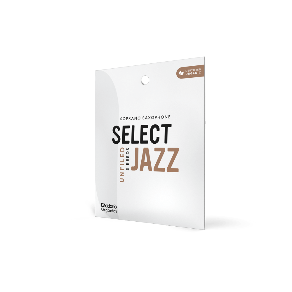 D'Addario Organic Select Jazz Unfiled Soprano Saxophone Reeds, Strength 2 Hard, Individually-Sealed, 3-Pack