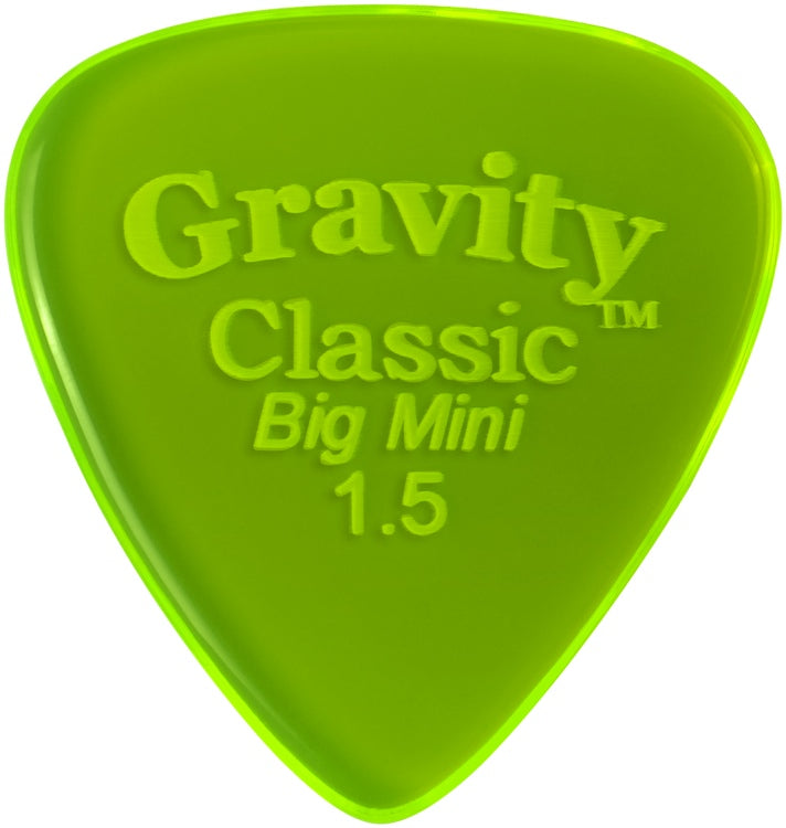 Gravity Picks Classic Big Mini 1.5mm Polished Fluro Green