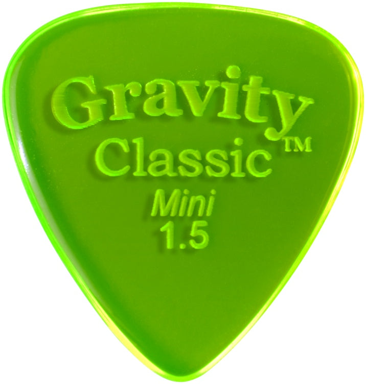 Gravity Picks Classic Mini (Jazz) 1.5mm Polished Fluro Green