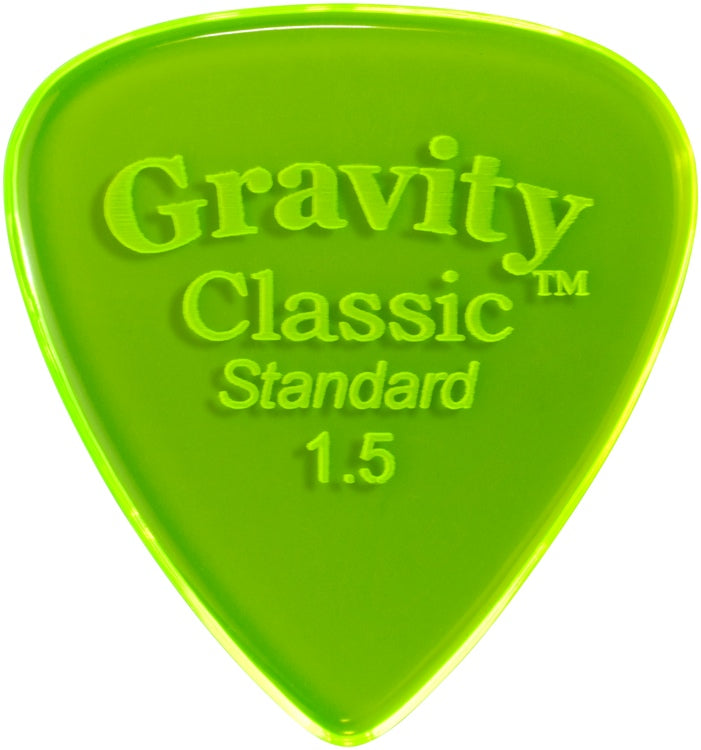 Gravity Picks Classic Standard 1.5mm Polished Fluro Green