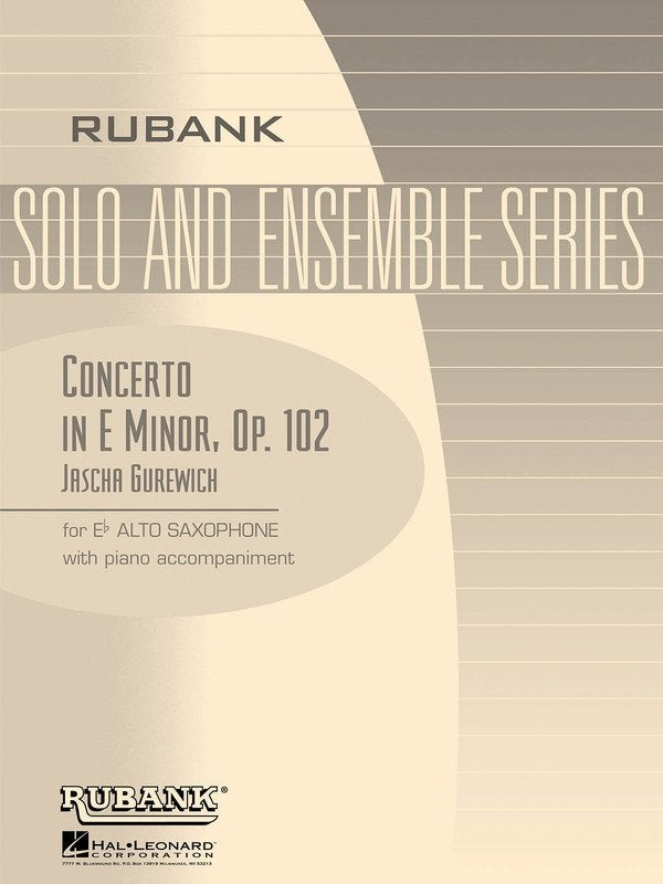 Gurewich - Concerto E Minor Op 102 Alto Sax/Piano