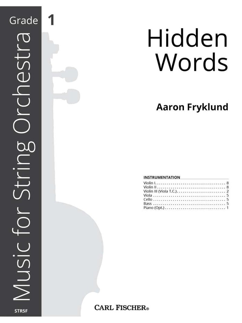Hidden Words for String Orchestra So1 Score