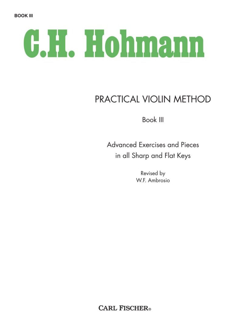 Hohmann - Practical Violin Method Book 3