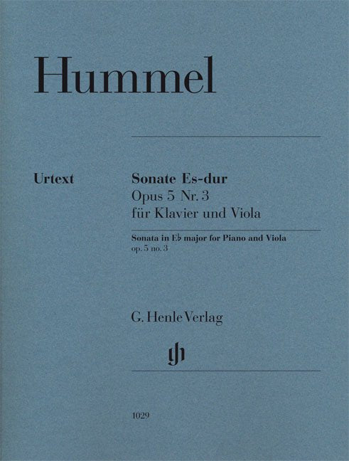 Hummel - Sonata E Flat Op 5 No 3 Viola/Piano Urtext