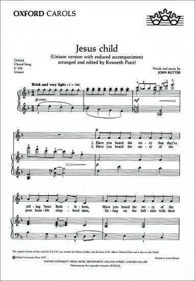 Jesus Child Arr Rutter Unison/Pno