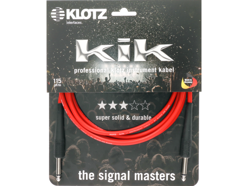 Klotz KIK Instr.Cable red 3m Jack 2p - Jack 2p 