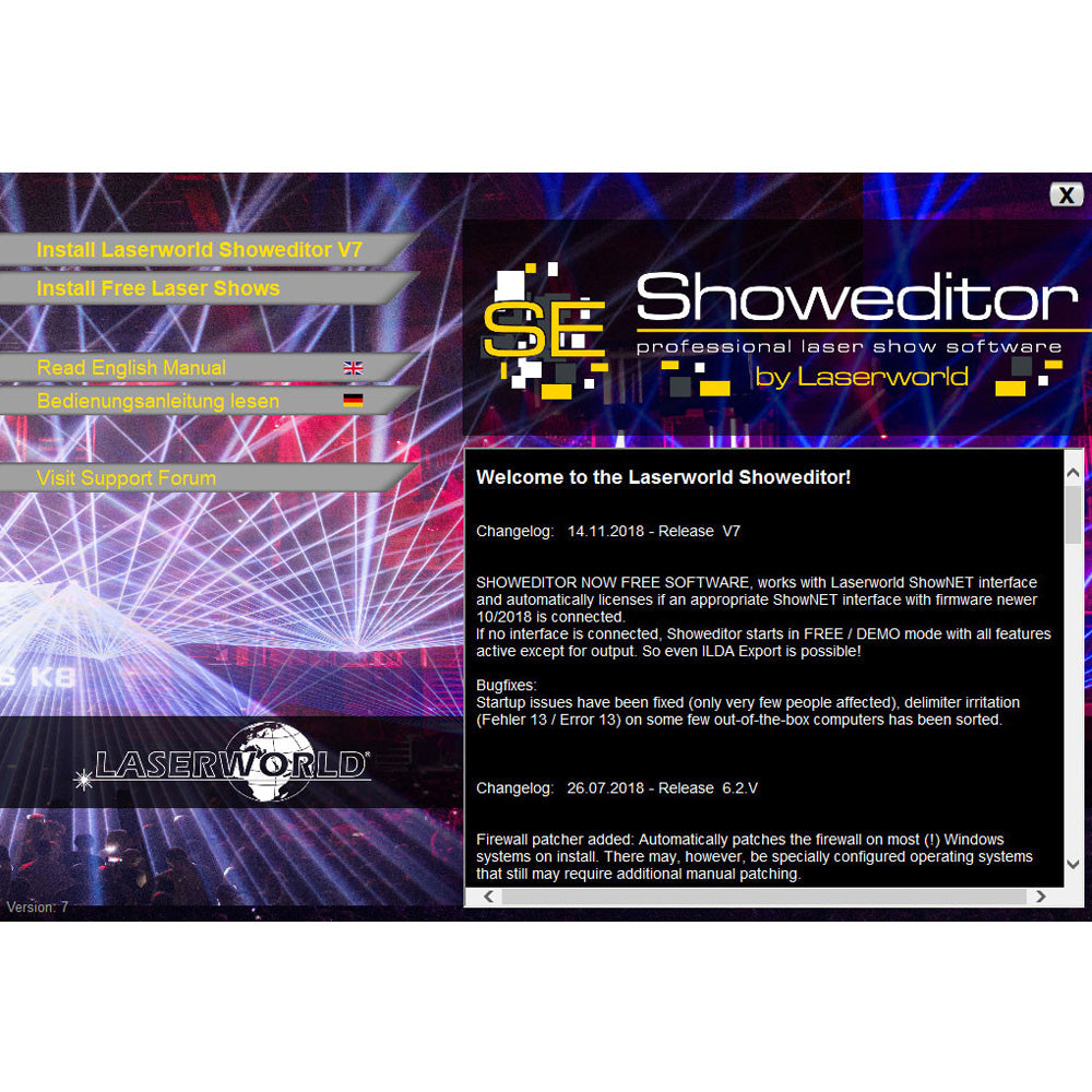 Laserworld ShowNET with Showeditor Laser Control Software