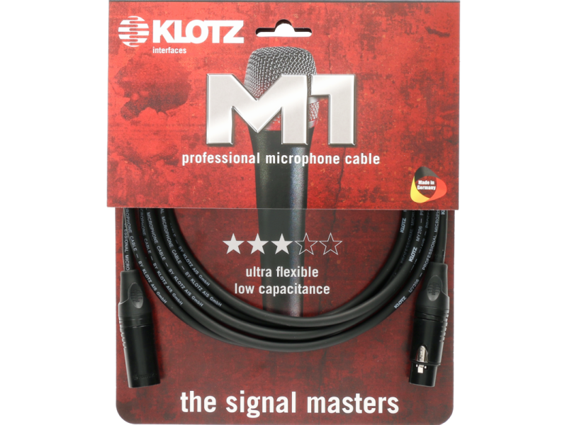 Klotz M1 Mic Cable bk 3m XLR 3p. F/M