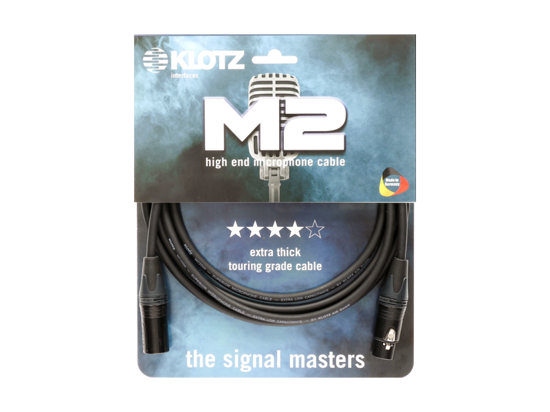 Klotz M2 Mic Cable bk 10m XLR 3p. F/M NEUTRIK black