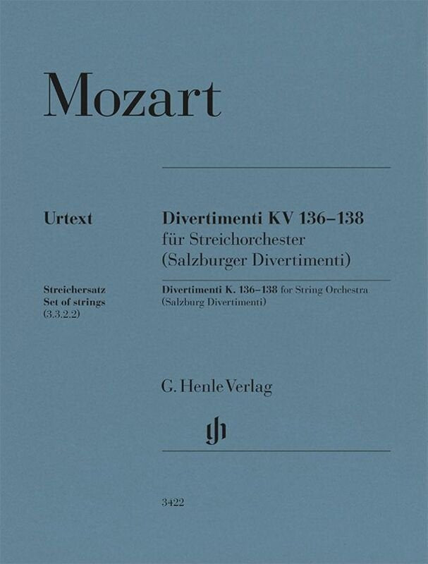 Mozart - Divertimenti K 136-138 for String Orchestra Parts