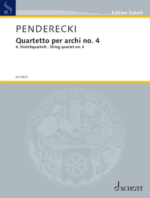Penderecki - String Quartet No 4 Sc/Pts