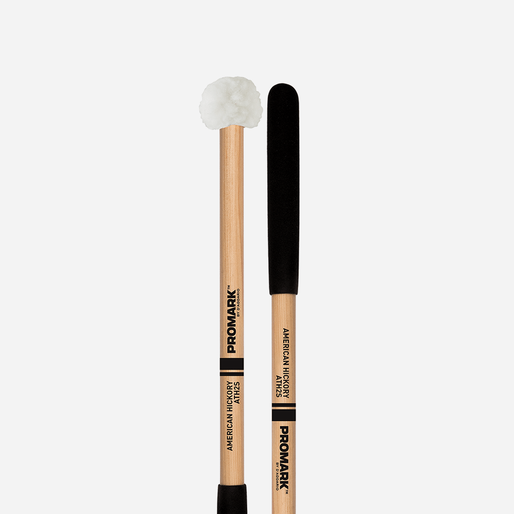 Promark ATH2S Hickory Shaft Hickory Shaft Puff Cover on Felt Head Tenor Mallet