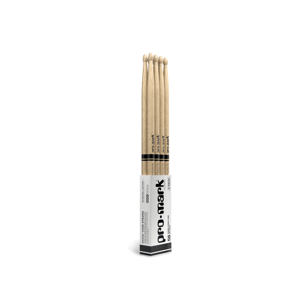 Promark Classic Attack 5B Shira Kashi Oak Drumstick, Oval Wood Tip, 4-Pack