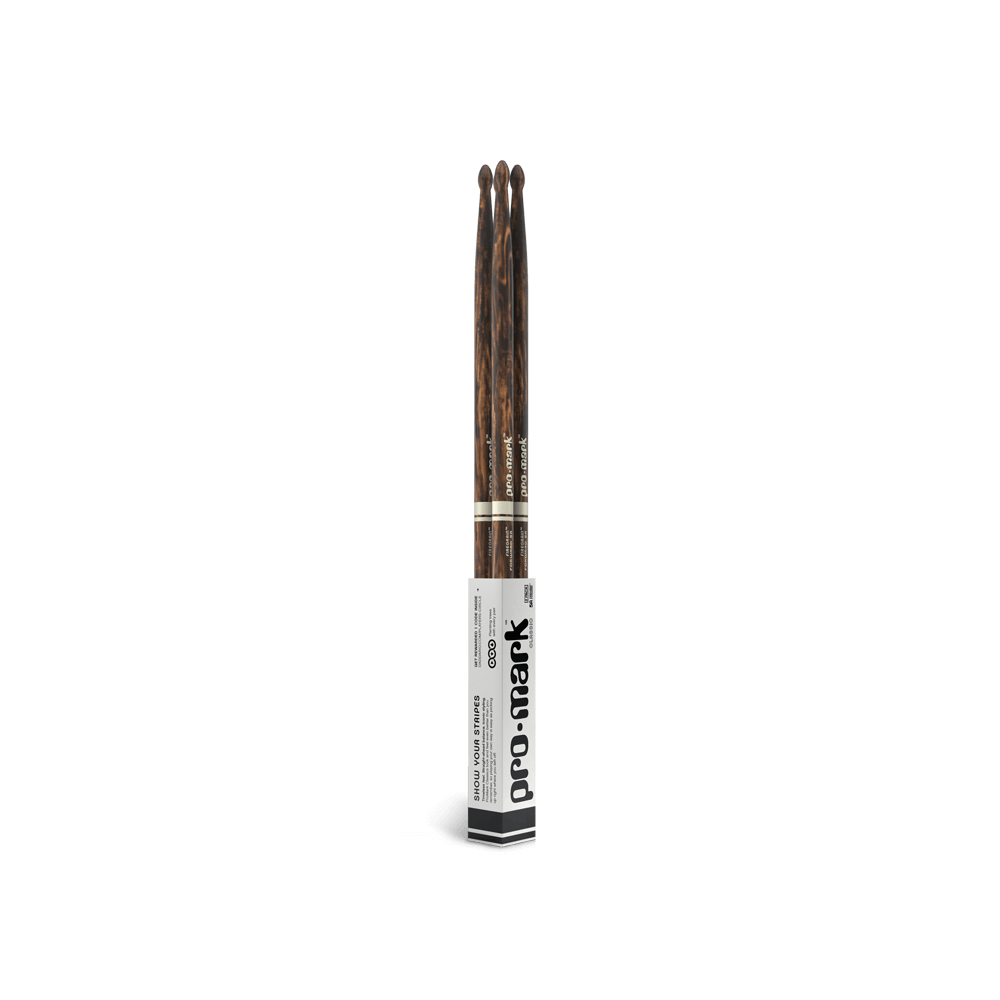 Promark Classic 5B FireGrain Hickory Drumsticks, Oval wood Tip, 2 Pack
