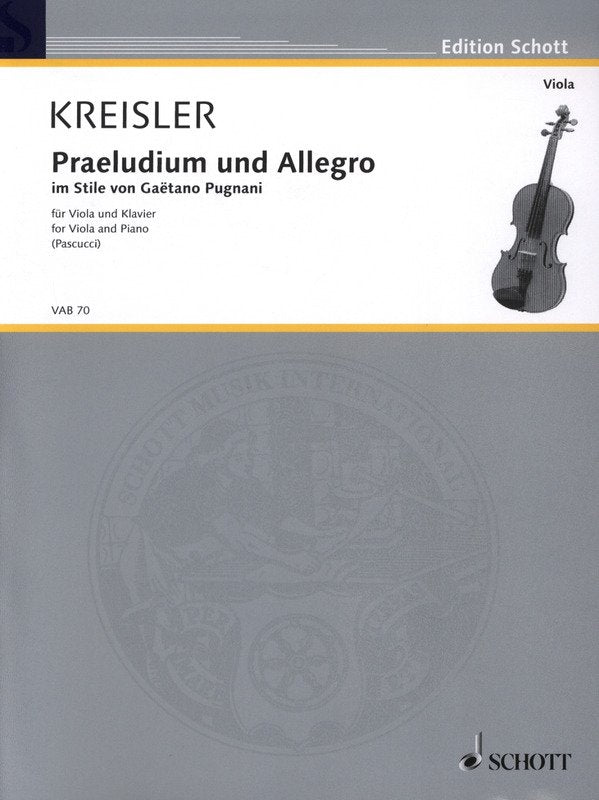 Praeludium and Allegro Style of Pugnani Viola/Piano