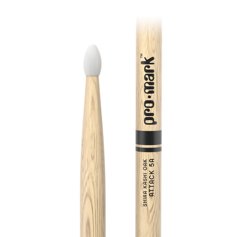 ProMark Classic Attack 5A Shira Kashi Oak Drumstick, Oval Nylon Tip