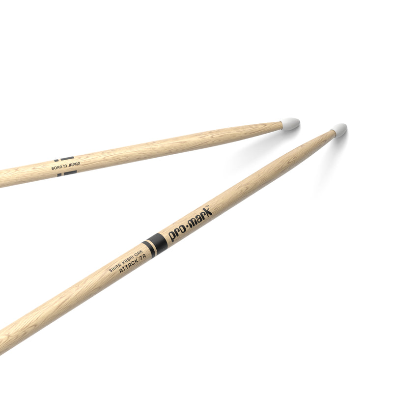 ProMark Classic Attack 7A Shira Kashi Oak Drumstick, Oval Nylon Tip