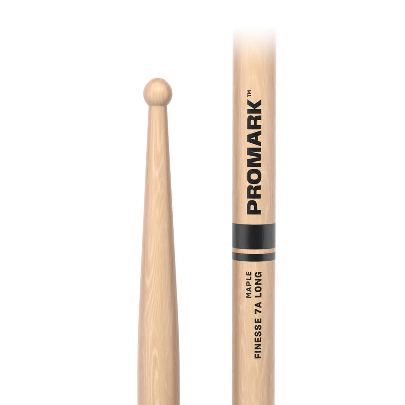 ProMark Finesse 7A Long Maple Drumstick, Small Round Wood Tip