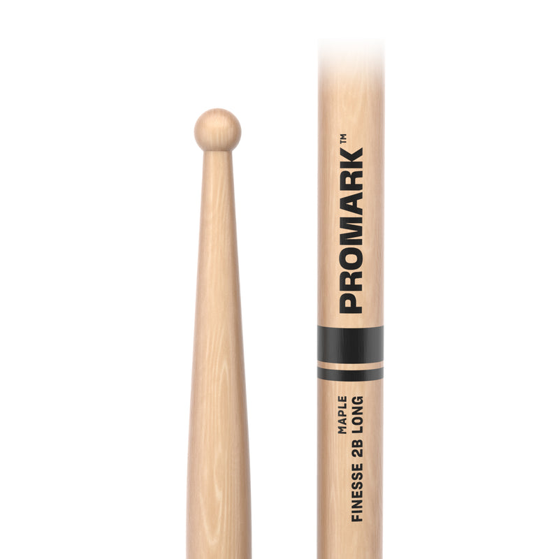 ProMark Finesse 2B Long Maple Drumstick, Small Round Wood Tip