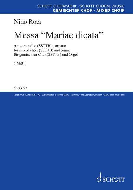 Rota - Messa Mariae Dicata for Ssttb/Organ Choral Score