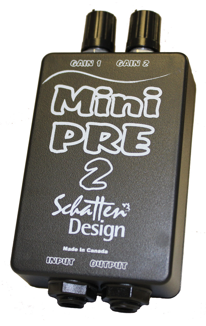 Schatten Design Schatten Miniature Acoustic Instrument Preamp with Volume control and belt clipable With 2 Channels configurable for 2 Pickups or 1 pickup and 1 Mic