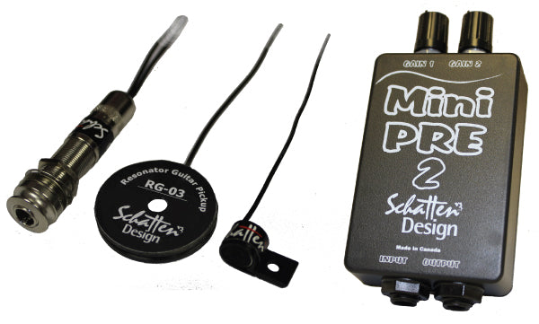 Schatten Design Schatten Resonator upgrade kit, Mini-Pre 2 Condendser mic, cable , endpin & Jack