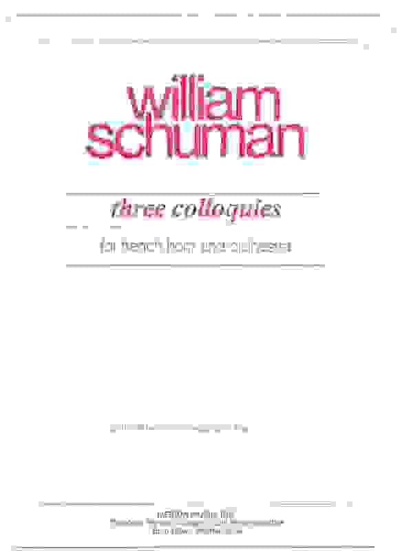 Schuman - 3 Colloquies for French Horn/Piano