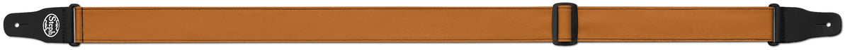 Steph Accessories Folded leathercrest Strap synthetic top, polywebbing back, split leather ends, slide adjustment, 5cm wide - Moka