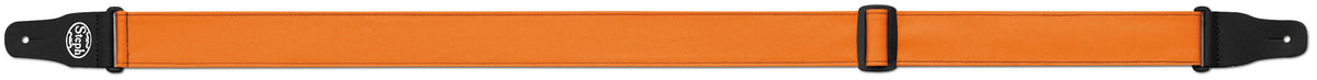 Steph Accessories Folded leathercrest Strap synthetic top, polywebbing back, split leather ends, slide adjustment, 5cm wide - Orange